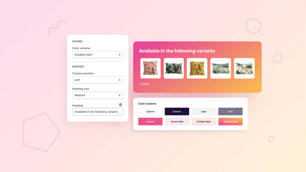 Different design layouts to show other variants